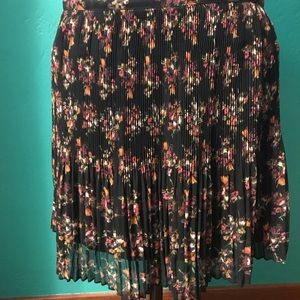 Madewell Silk Pleated Floral Skirt